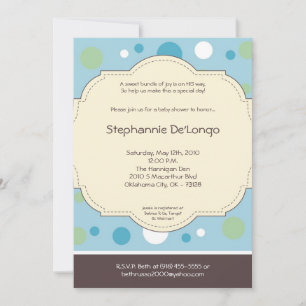 5 x 7 Boy Blue Polkadot Poke Baby Shower-inbjudan Inbjudningar