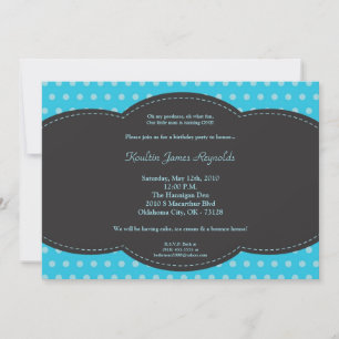5 x 7 Boy Blue Polkadot Poke Birthday-inbjudan Inbjudningar