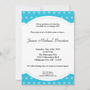 5 x 7 Boy Blue Polkadot Poke Birthday-inbjudan Inbjudningar