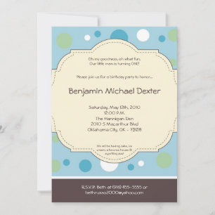 5 x 7 Boy Blue Polkadot Poke Birthday-inbjudan Inbjudningar