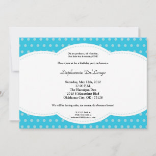 5 x 7 Boy Blue Polkadot Poke Birthday-inbjudan Inbjudningar