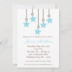 5 x 7 Boy Boyish Blue Mobile Baby Shower-inbjudan Inbjudningar