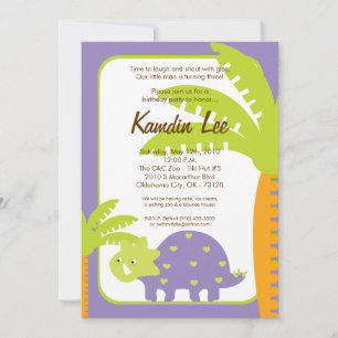 5 x 7 Boy Dinosaur Dino Birthday-inbjudan Inbjudningar