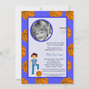 5 x 7 Boy Sports Basket Balll Baby Shower-inbjudan Spara Datumet