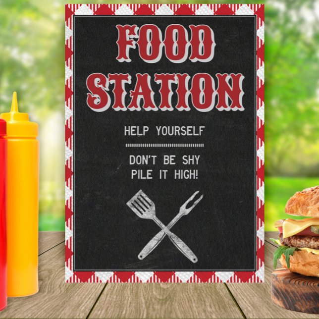 5 x 7 BQ Birthday Food Station Bord-tecken Poster (Skapare uppladdad)