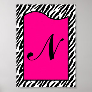 5 x 7 Brev Wall Art Shock rosa Zebra Animal Print Poster