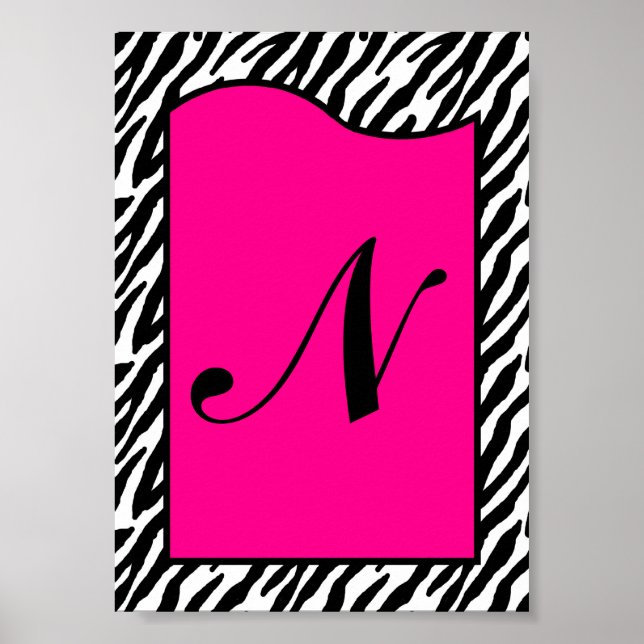 5 x 7 Brev Wall Art Shock rosa Zebra Animal Print Poster (Framsidan)