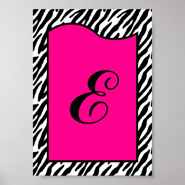 5 x 7 Brev Wall Art Shock rosa Zebra Animal Print Poster (Framsidan)