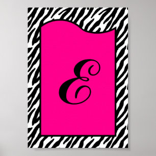 5 x 7 Brev Wall Art Shock rosa Zebra Animal Print Poster