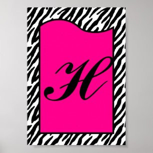 5 x 7 Brev Wall Art Shock rosa Zebra Animal Print Poster