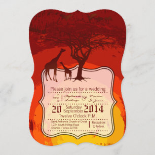 5 x 7 Bröllbjudan till afrikanska Safari Giraffe V Inbjudningar