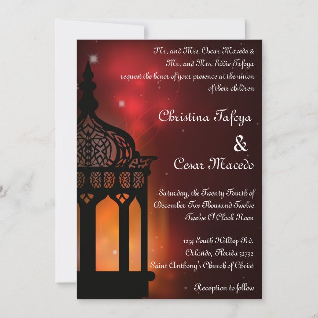 5 x 7 Bröllopsinbjudan - marockanska Lantern Indis Inbjudningar (Framsida)