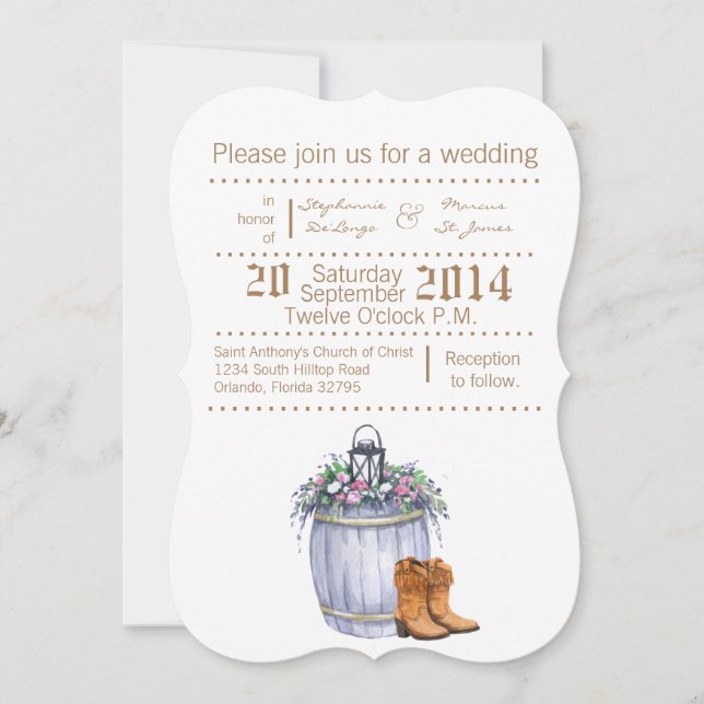 5 x 7 Bröllopsinbjudan Sommar-Landsbyggsbröllopets Inbjudningar (Framsida)