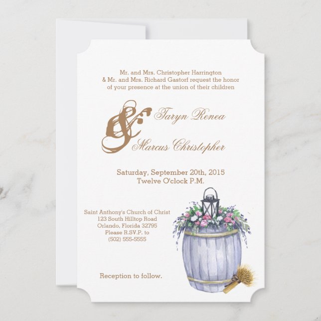 5 x 7 Bröllopsinbjudan Sommar-Landsbyggsbröllopets Inbjudningar (Framsida)