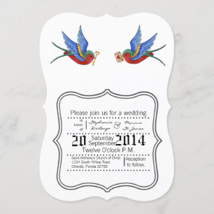 5 x 7 Bröllopsinbjudan Traditional Bird Tatto Spa Inbjudningar