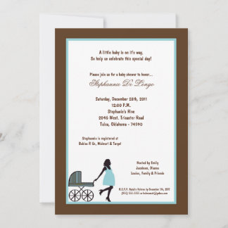 5 x 7 Brown Buggie Baby Shower Inbjudningar