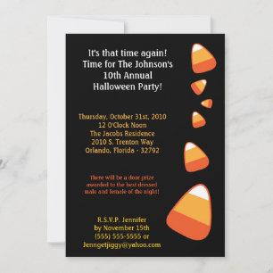 5 x 7 Candy corn Halloween Costume Party-inbjudan Inbjudningar