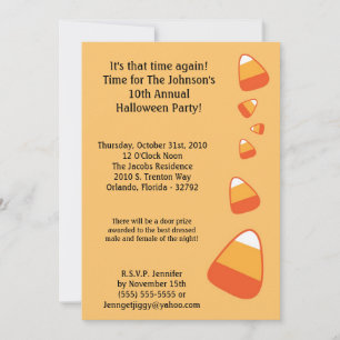 5 x 7 Candy corn Halloween Costume Party-inbjudan Inbjudningar
