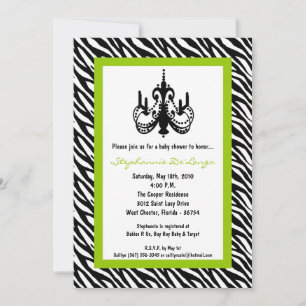 5 x 7 Chandelier Lime Zebra Baby Shower-inbjudan Inbjudningar