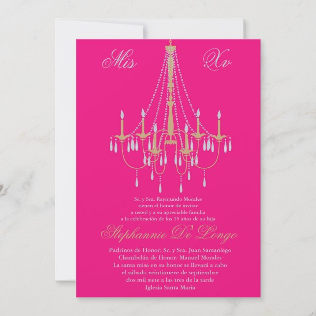 5 x 7 Chandelier Quinceanera Birthday-inbjudan Inbjudningar (Framsida)