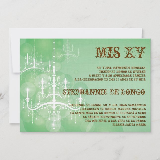 5 x 7 Chandelier Quinceanera Birthday-inbjudan Inbjudningar (Framsida)