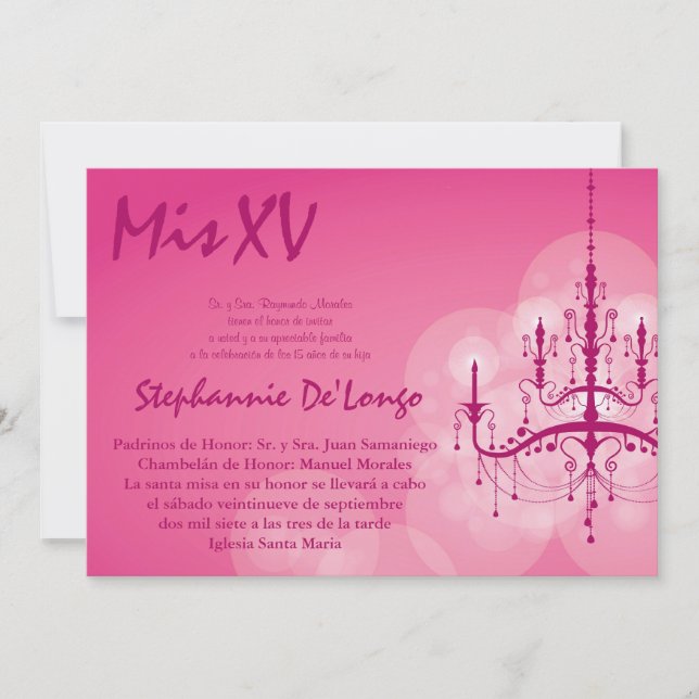 5 x 7 Chandelier Quinceanera Birthday-inbjudan Inbjudningar (Framsida)