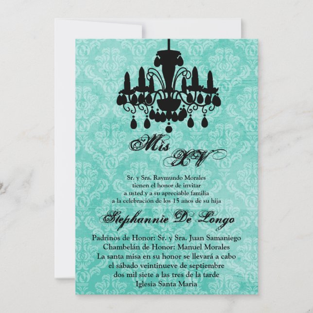 5 x 7 Chandelier Quinceanera Birthday-inbjudan Inbjudningar (Framsida)