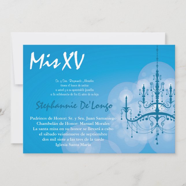 5 x 7 Chandelier Quinceanera Birthday-inbjudan Inbjudningar (Framsida)