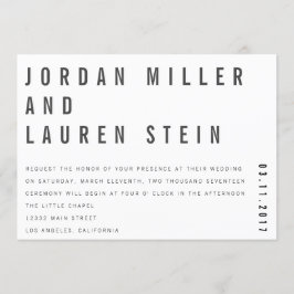 5 x 7 Charlie Minimalist Bröllopsinbjudning Inbjudningar