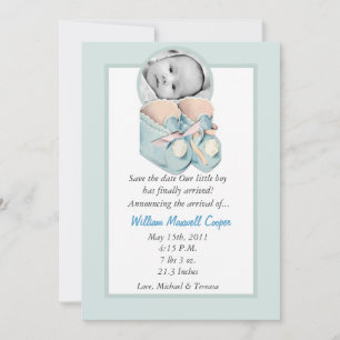 5 x 7 Cirkel med Bootyer PHOTO Birth Notice Inbjudningar