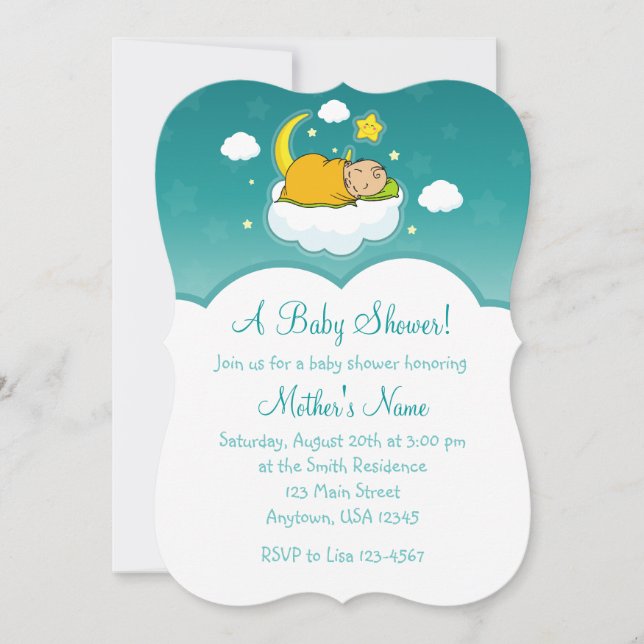 5 x 7 Cloud Baby Kön Neutral Baby Shower Inbjudnin Inbjudningar (Framsida)