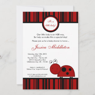 5 x 7 Crimson Red Nyckelpiga Baby Shower-inbjudan Inbjudningar