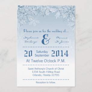 5 x 7 Crystal Snöflingor Winter Wedding bjudande Inbjudningar