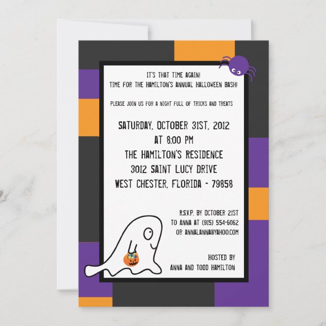 5 x 7 Cute Creatures Halloween fest-inbjudan Inbjudningar (Framsida)
