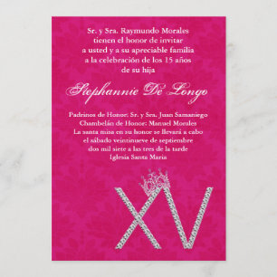 5 x 7 Diamond Topaz Quinceanera Birthday Inbjudan