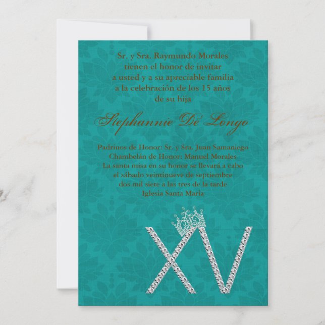 5 x 7 Diamond Topaz Quinceanera Birthday-inbjudan Inbjudningar (Framsida)