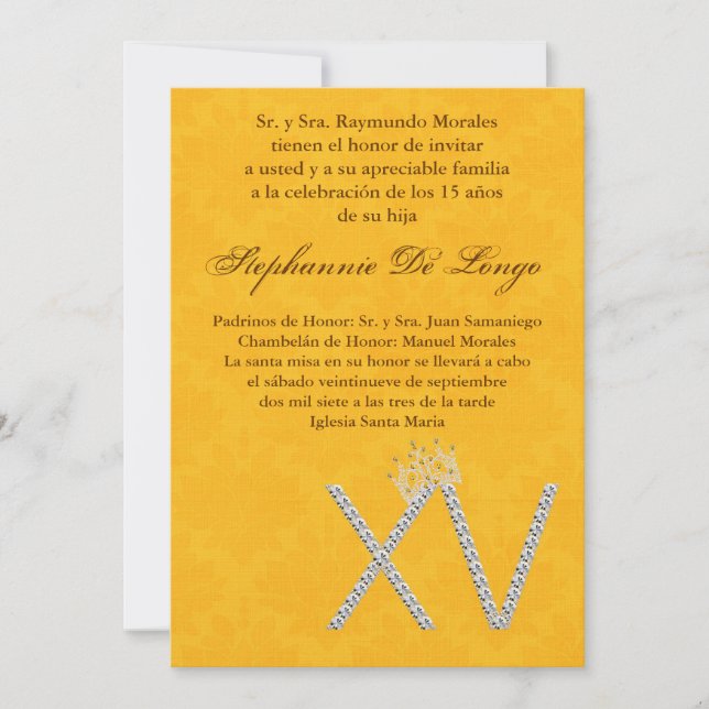 5 x 7 Diamond Topaz Quinceanera Birthday-inbjudan Inbjudningar (Framsida)