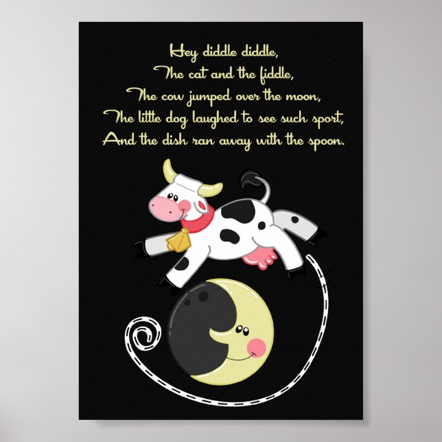 5 x 7 Diddle Rhyme Kids Room Wall Art Poster (Framsidan)