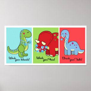 5 x 7 Dinosaur Dino World Bathroom Wall Art Poster