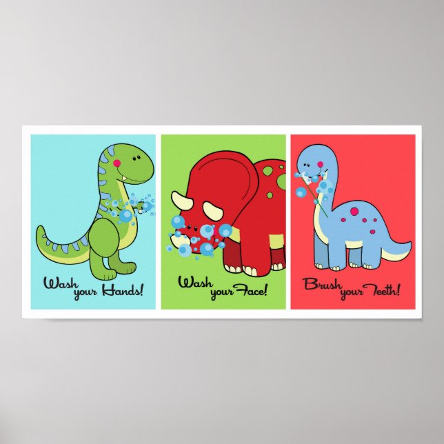 5 x 7 Dinosaur Dino World Bathroom Wall Art Poster (Framsidan)