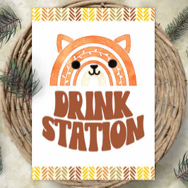 5 x 7 Drink Station Boho Woodland Fox Birthday Poster