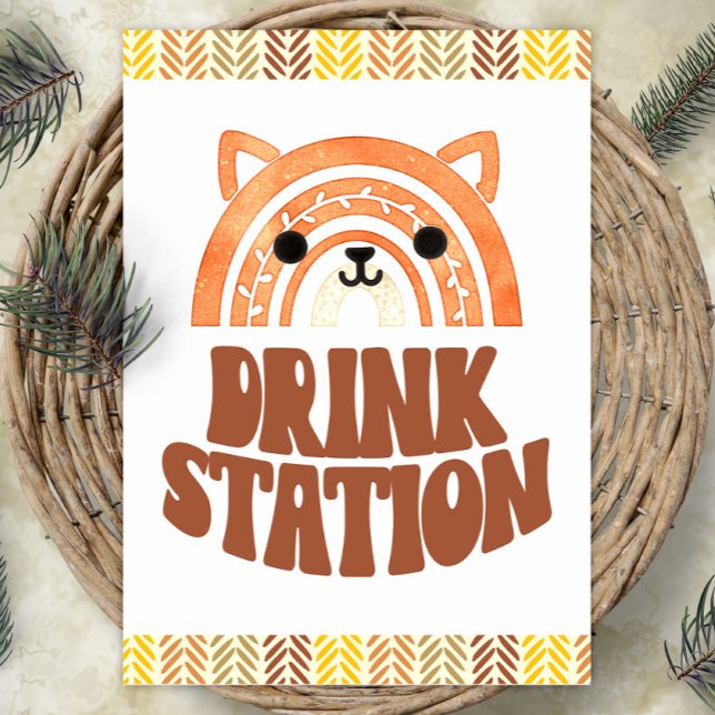 5 x 7 Drink Station Boho Woodland Fox Birthday Poster (Skapare uppladdad)