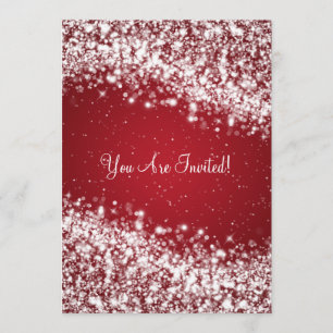 5 x 7 Elegant bröllop Sparkling Wave Red Inbjudningar