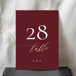 5 x 7 Elegant Burgundy Guld Bröllop Bordsnummer