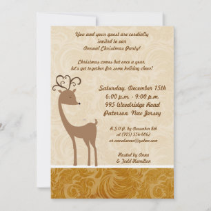 5 x 7 Elegant Reindeer Golden Scrollss-inbjudan Inbjudningar