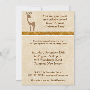 5 x 7 Elegant Reindeer Golden Scrollss-inbjudan Inbjudningar