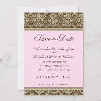 5 x 7 Flat Save Date Vintage Baroque: baby rosa Spara Datumet