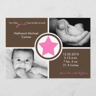 5 x 7 Flicka Rosa Star-meddelande om foto Meddelande