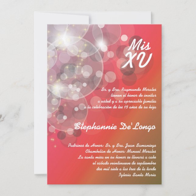 5 x 7 Glitz Glimmer Quinceanera Birthday-inbjudan Inbjudningar (Framsida)