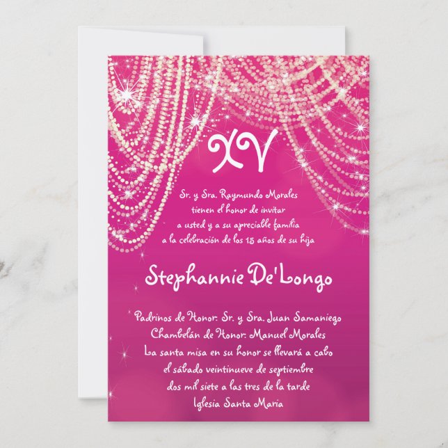 5 x 7 Glitz Glimmer Quinceanera Birthday-inbjudan Inbjudningar (Framsida)